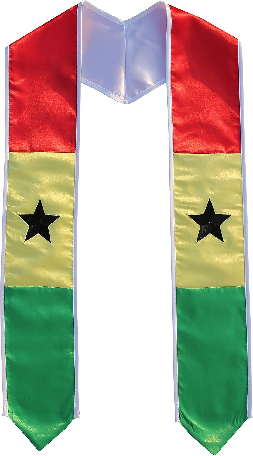 Del Mex Ghana Ghana/USA Combo Graduation Flag Stole Sash Scarf Ghanaian American