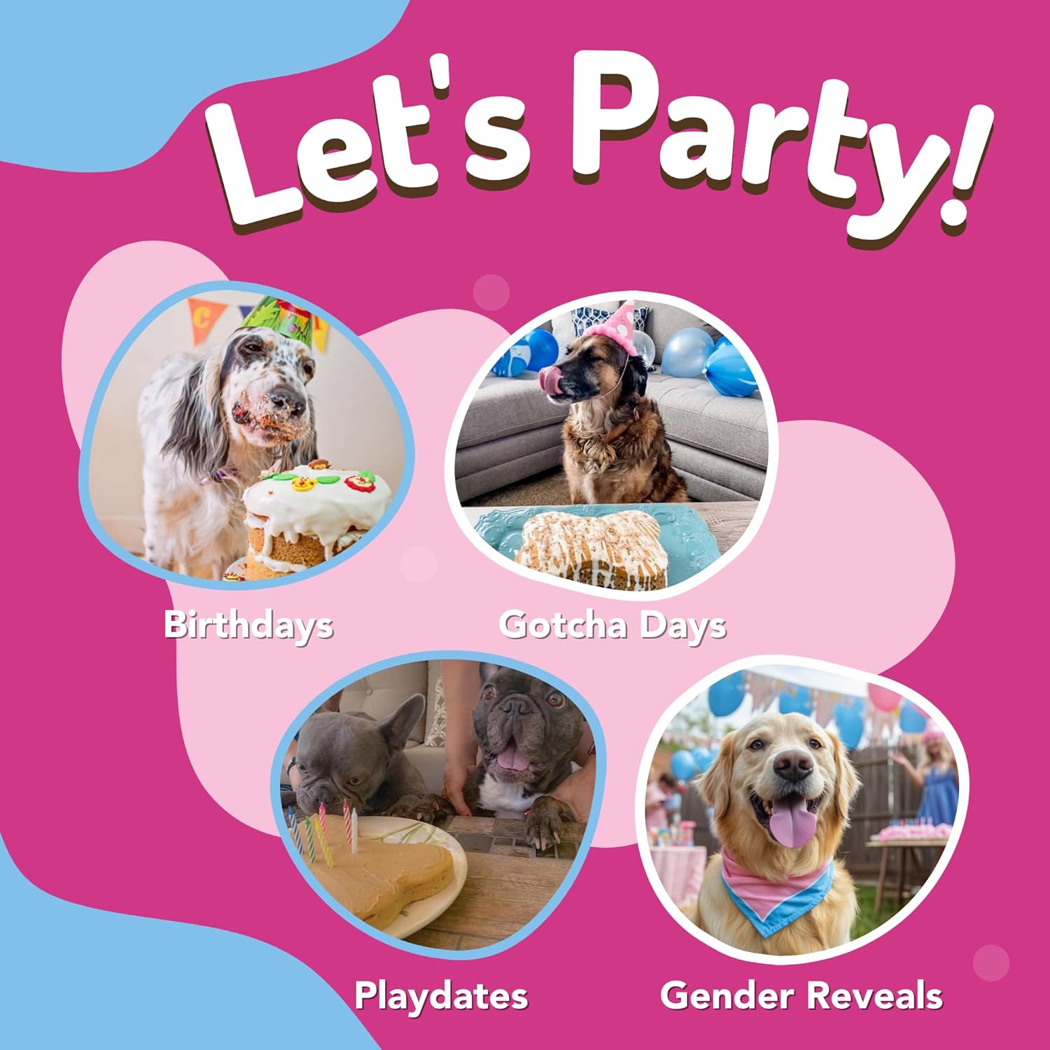 Puppy Cake Mix Dog Birthday Cake Kit, with Bone Silicone Pan and Candles (Birthday Cake, Pink) Made in USA