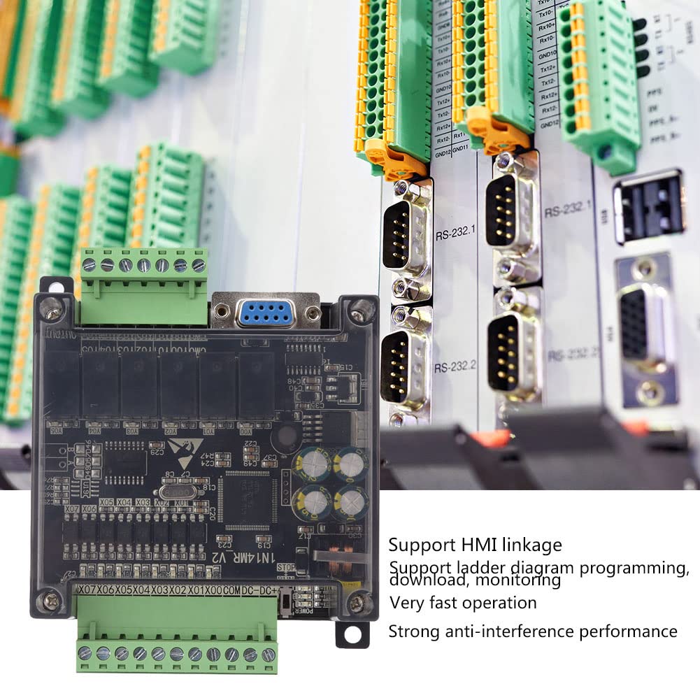 Carte de contrôleur logique programmable Baxnore, module de contrôleur de relais anti-interférence, carte PLC avec câble de port série pour l'automatisation industrielle
