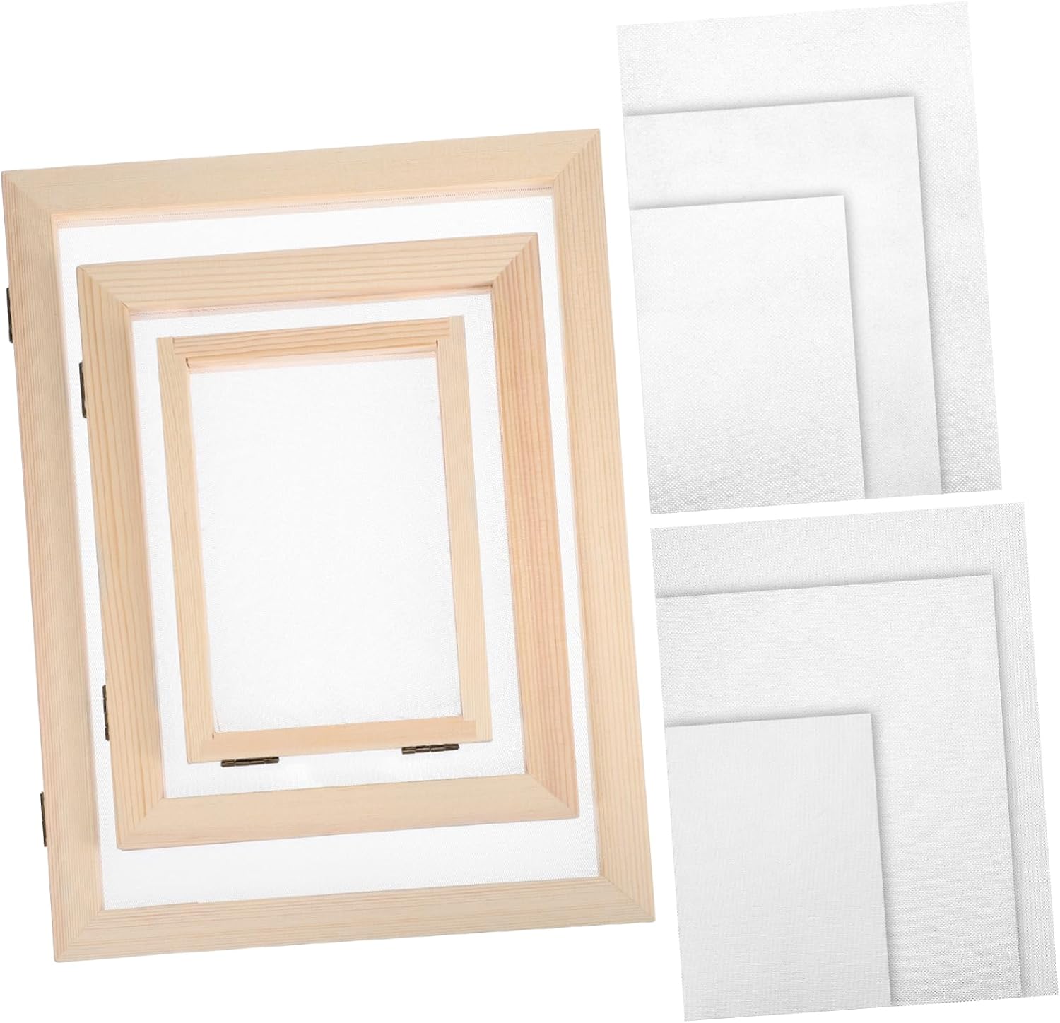 HOMSFOU 1Set DIY Paper Making Frame Kit Screen Supplies with Double Frames Mesh Absorbent Paper for Crafting Strong Sturdy Construction for Seamless Paper