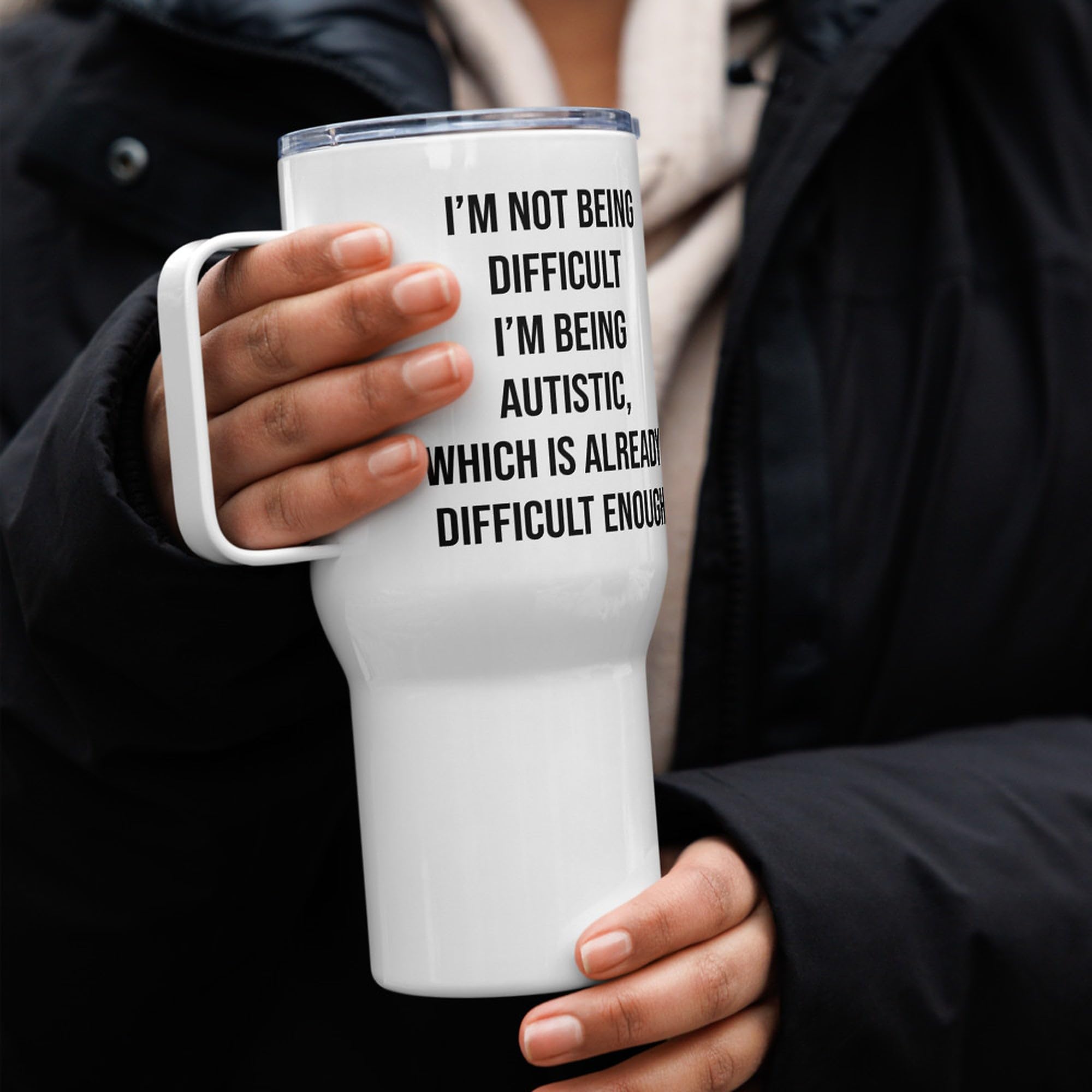Taza de Viaje Autismo con Asa, Regalo para Adultos Autistas