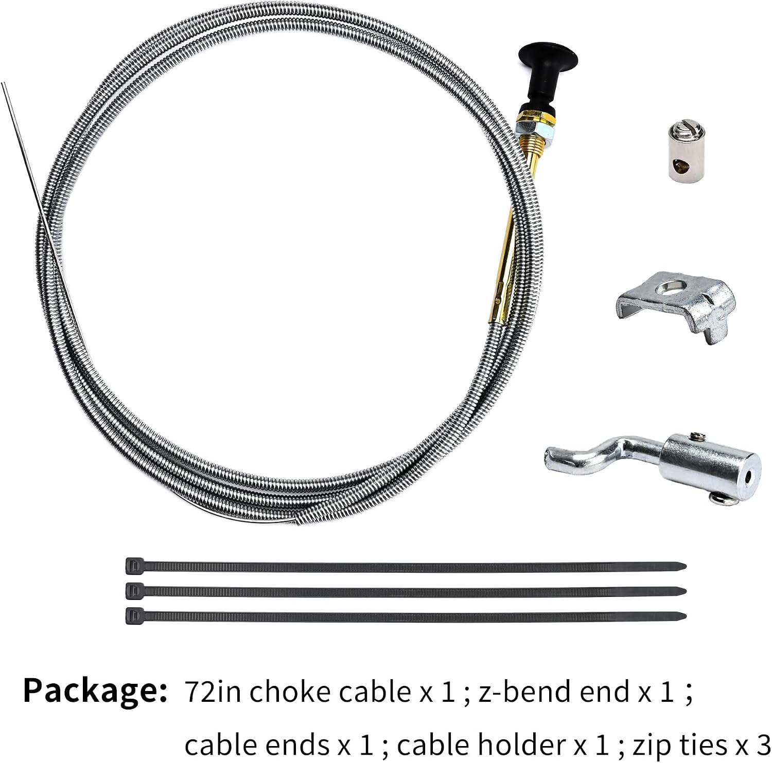 72 Inch Universal Push Pull Choke Control Cable 75 Inch Inner 72 in Conduit 6ft with Heavy Duty Outer Sheath Silver (Wire Travel: 2 Inch)