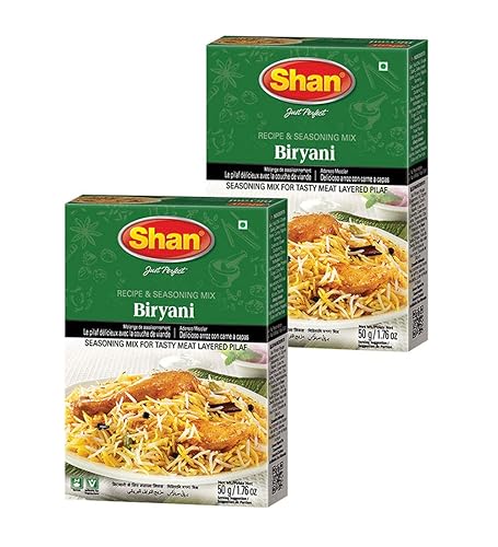 Shan Biryani - Mezcla de recetas y condimentos de 1.76 onzas (1.76 oz) - Polvo de especias para pilaf en capas de carne sabrosa y picante, adecuado