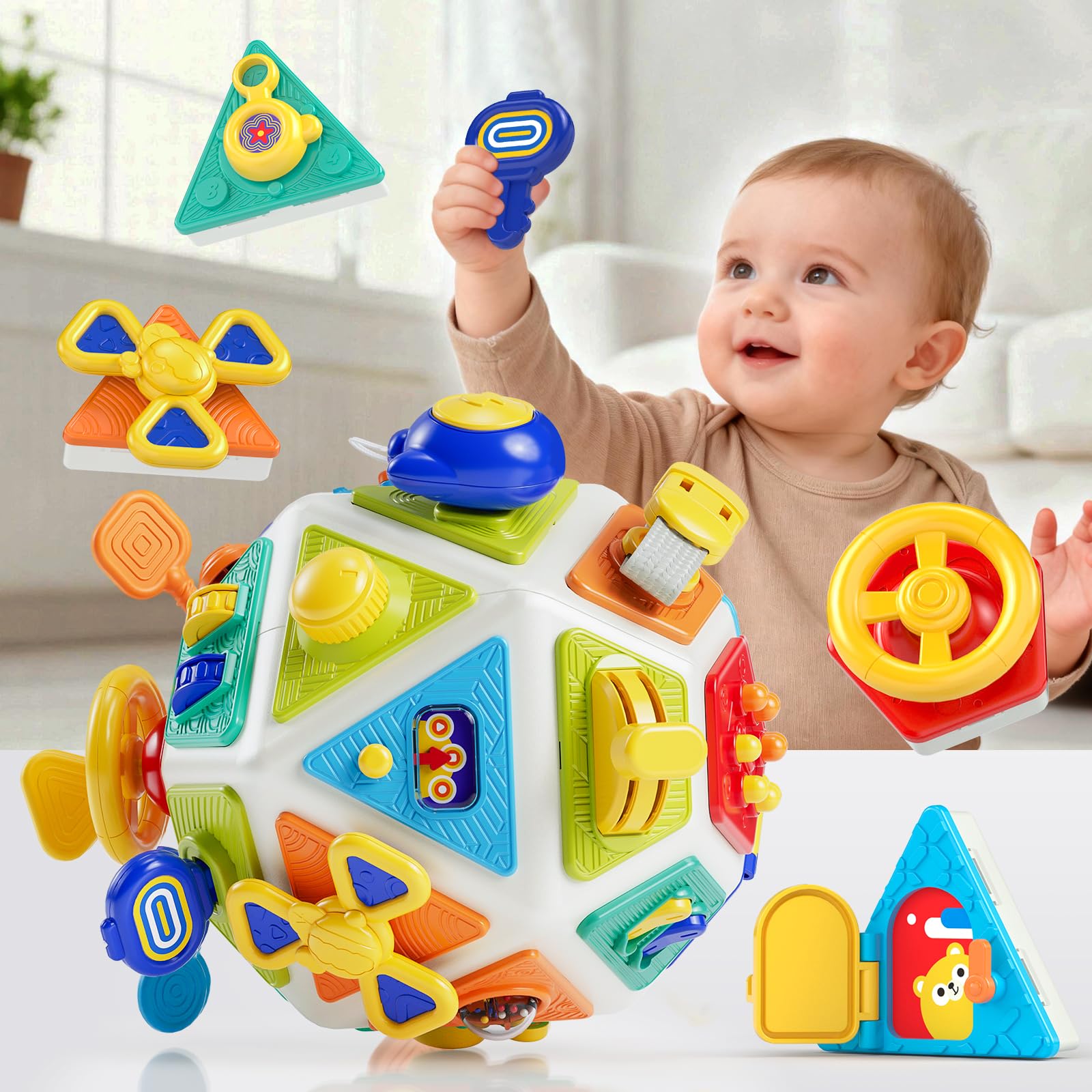 22-in-1 Baby Busy Board Activity Cube Toys, Montessori Toy for 1 Year Old Toddlers, Educational Learning Sensory Travel Toys for Infant 6-12 12-18 Months, 1st Christmas Birthday Gifts for Boys Girls