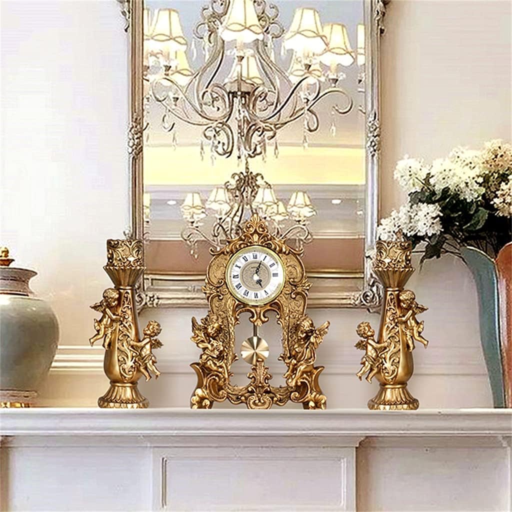 Home Decoration Angel Oendulum Clock Living Room Fireplace Luxury Retro Wine Cabinet Porch TV Cabinet Furnishings (Color : B Size : One Size) (B One Size)