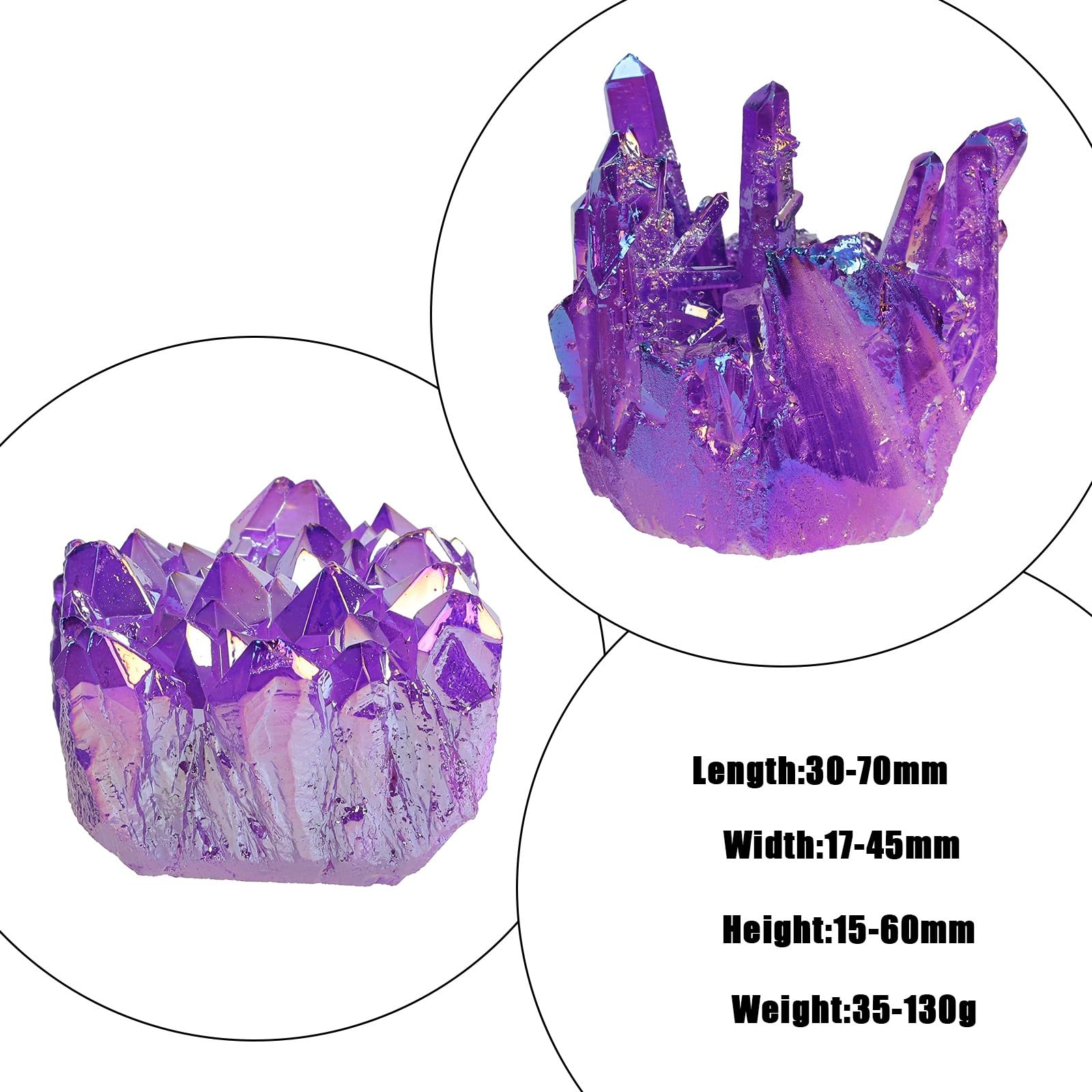 KYEYGWO Rock Crystal Cluster Quartz Stone,Titanium Coated Natural Drusy Crystal Geode Raw Stone Mineral Rough Gemstone Reiki Feng Shui Stone Decor - Image 2