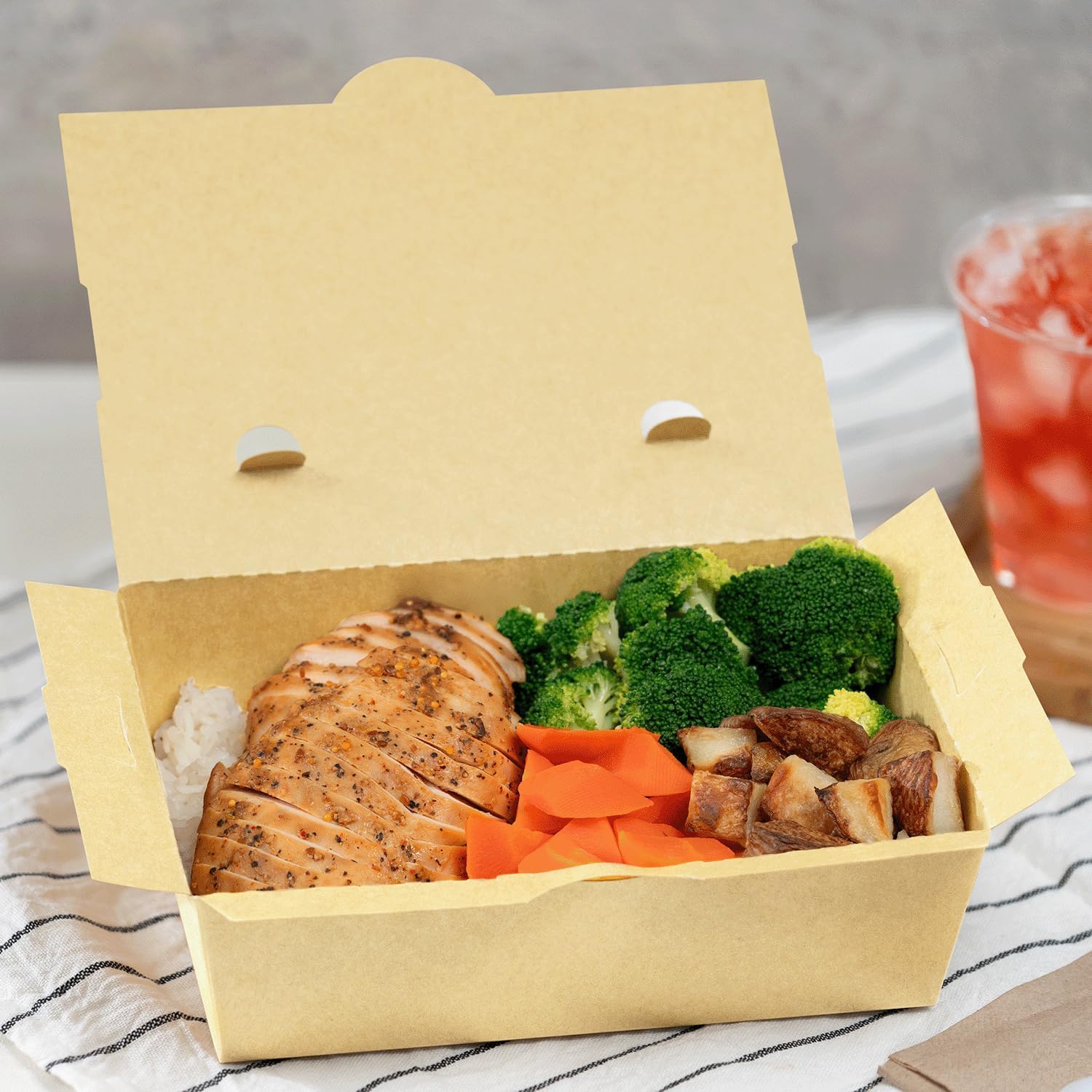 Karat 63oz Kraft Takeout Containers [200 ct] - Cardboard Disposable Food Containers | Leak & Grease Resistant, Microwavable To-Go Boxes for Restaurants, Catering and Party - Image 3