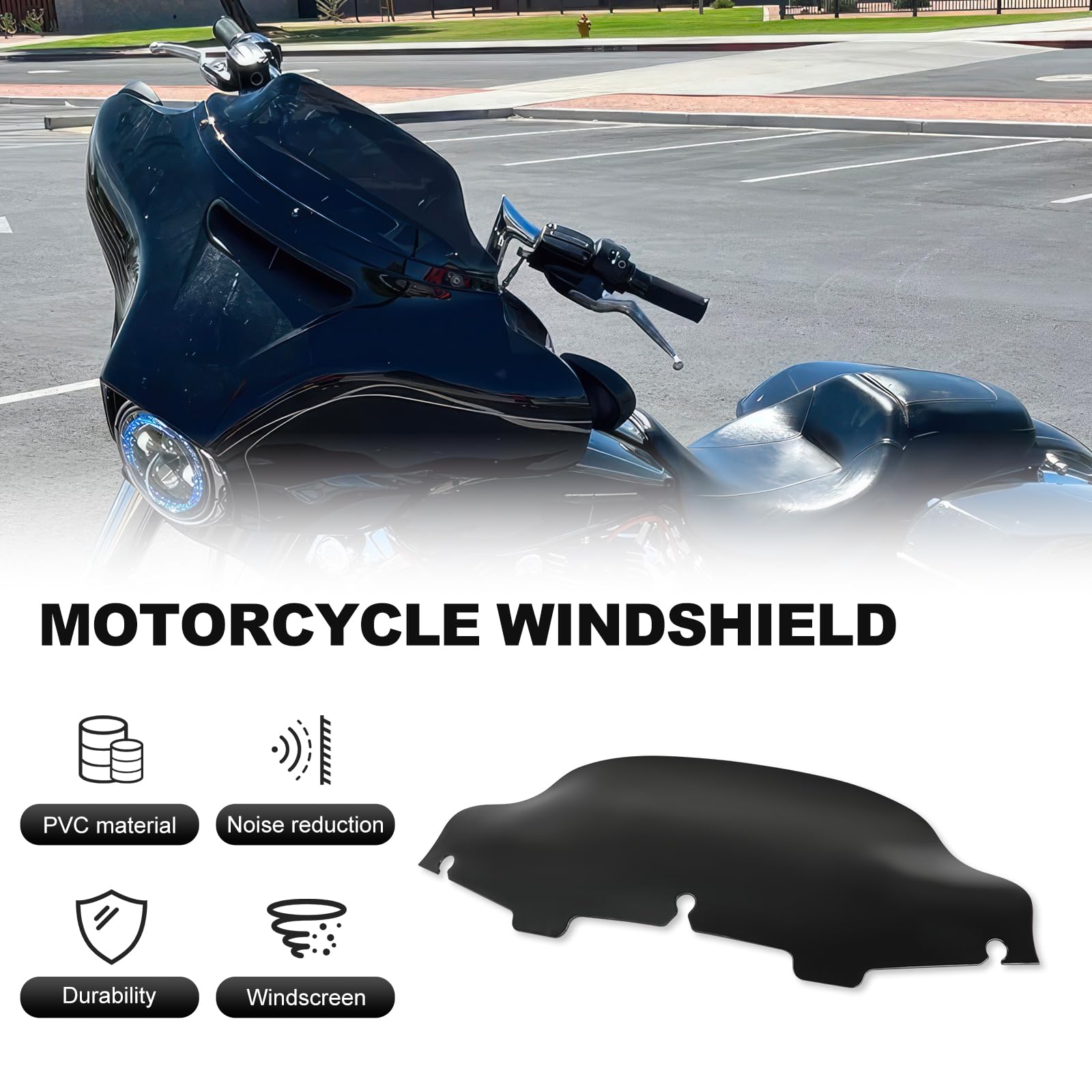 Rich Choices Parabrisas de motocicleta de 6 pulgadas compatible con Harley Davidson Touring Street Glide Electra Glide FLHT FLHTCU Ultra Classic Glide FLHX FLHTK Tri Glide 1996-2013