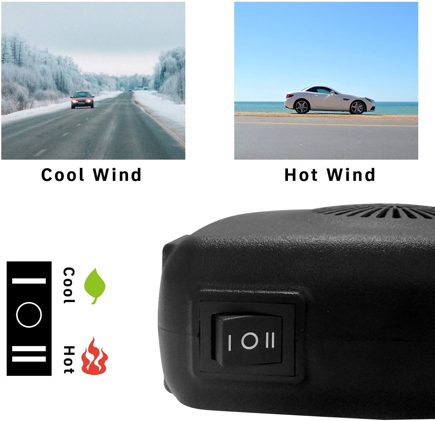 Car Heater,Mingting 200W 12V Portable Upgrade Windshield Fast Heating Defogger Defroster Demister & Cooling Car Fan 2 in 1,Plug into Cigarette Lighter with Suction Holder (Black)