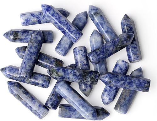 Juego de 10 piedras de cristales curativos naturales solidatos azules, piedras preciosas pulidas de bolsillo pulidas, puntos hexagonales a granel,