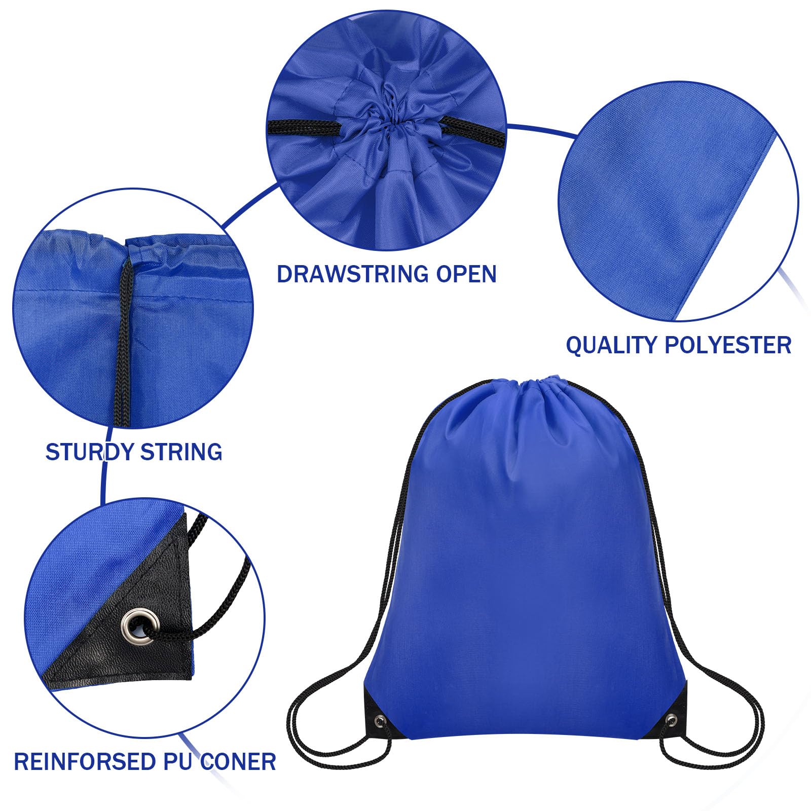 Grneric Sac à dos en nylon avec cordon de serrage pour salle de sport, fête, voyage