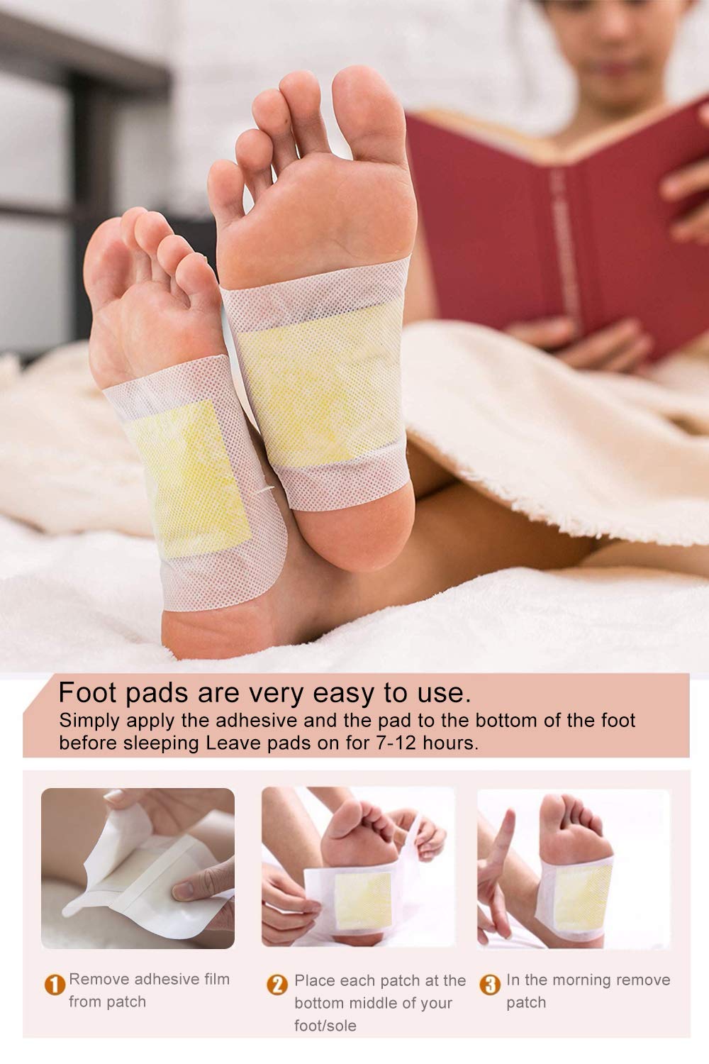 Buy Ginger Foot Pads (40Pads), Ginger Pads for Better Sleep, 2 in 1 Packaging Easy to Use for