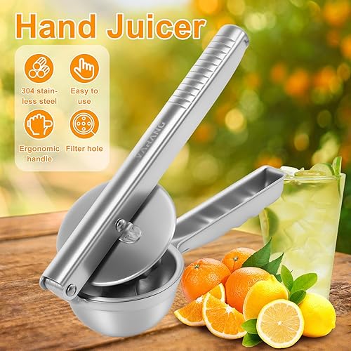 Miniatura 2 de Exprimidor de limón de acero inoxidable, exprimidor manual de prensa manual con mango ergonómico, prensa de ajo, extractor de frutas a prueba de