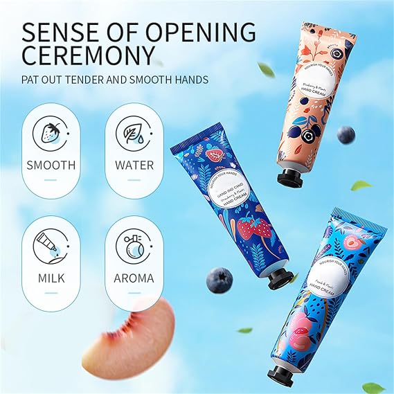 Hand Cream, Moisturizing Hydrating Hand Cream for Dry Cracked Hands, Plant Fragrance Hand Lotion Stocking Stuffers Gift Set 5pack, Mini Hand Care Cream Travel Size for Men and Women (White)