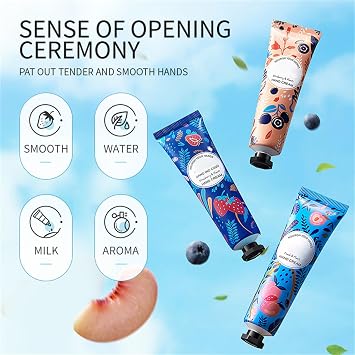 Hand Cream, Moisturizing Hydrating Hand Cream for Dry Cracked Hands, Plant Fragrance Hand Lotion Stocking Stuffers Gift Set 5pack, Mini Hand Care Cream Travel Size for Men and Women (White)