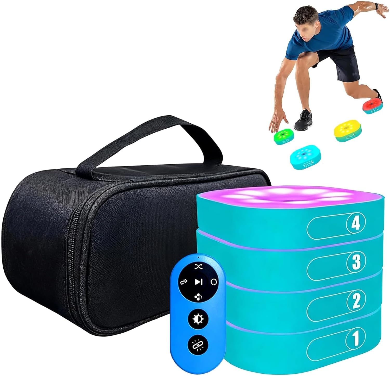 Athlete React Light - Kit di allenamento per migliorare velocità, riflessi e tempo di reazione per prestazioni sportive e allenamenti cognitivi, ideale per atleti e appassionati di fitness