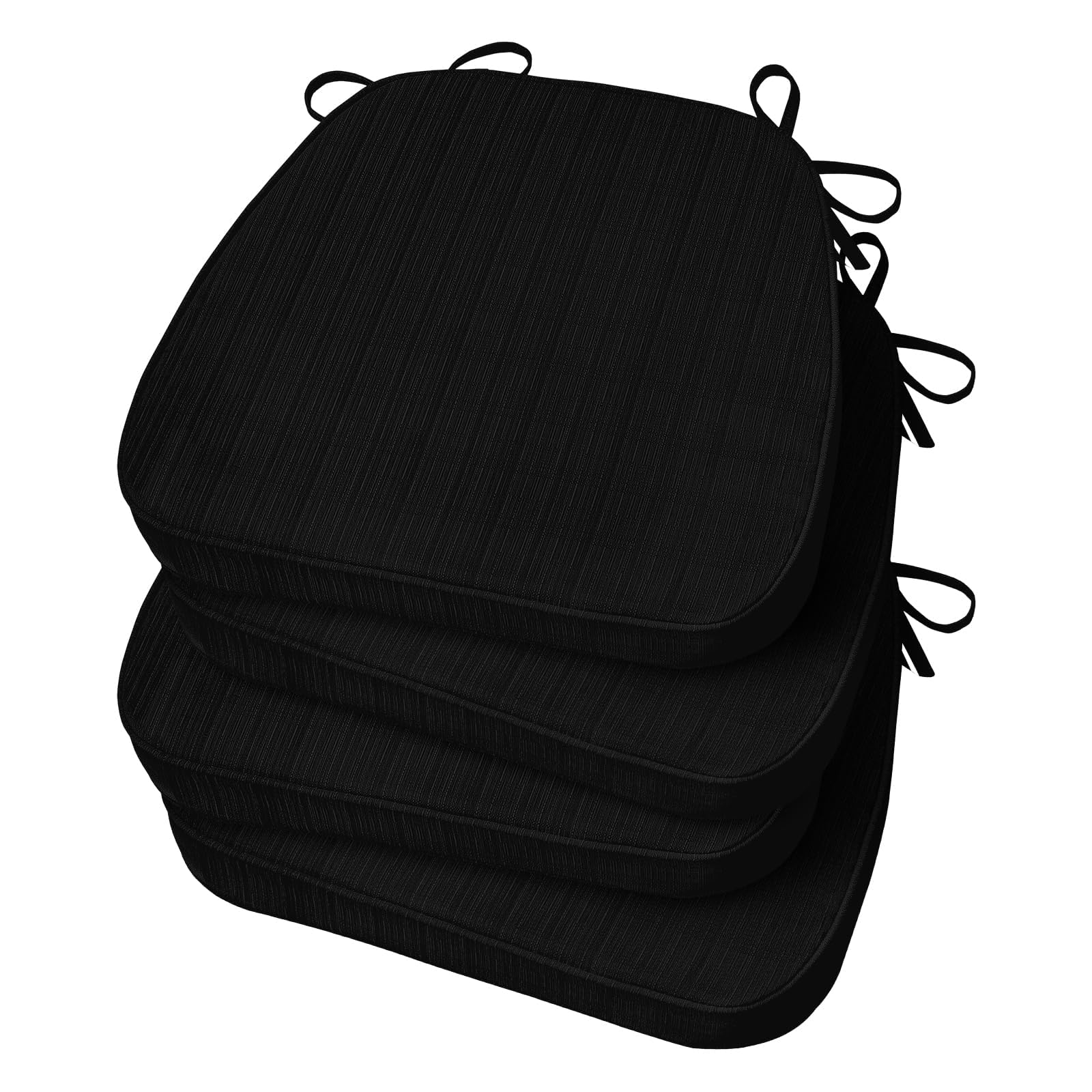 Photo 1 of Basic Beyond Chair Cushions for Dining Chairs 4 Pack, D-Shaped Kitchen Chair Cushions with Ties Set of 4, 2.5" Thick Seat Cushions for Dining Room/Kitchen Chairs, 17" x 16", Black