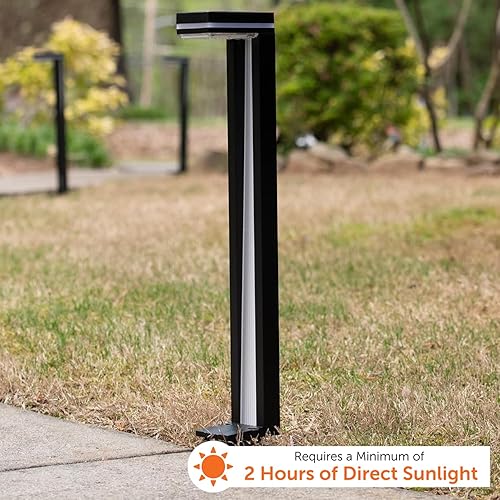 Miniatura 5 de Gama Sonic Sentry 92iP260082 - Lámpara solar para caminos para exteriores, aluminio fundido resistente, moderna pasarela vertical, blanco brillante,