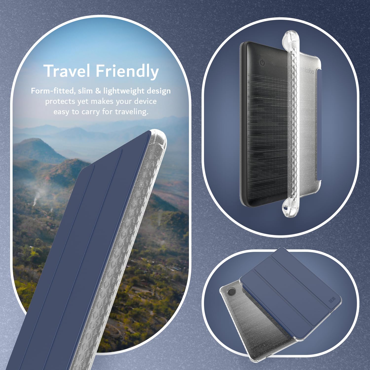 TUDIA SKN FLIP V2 diseñado para Kobo Clara BW/Colour Case (2024) – [Tecnología mejorada de encendido y apagado automático] a prueba de golpes, delgada y transparente de cuero texturizado de