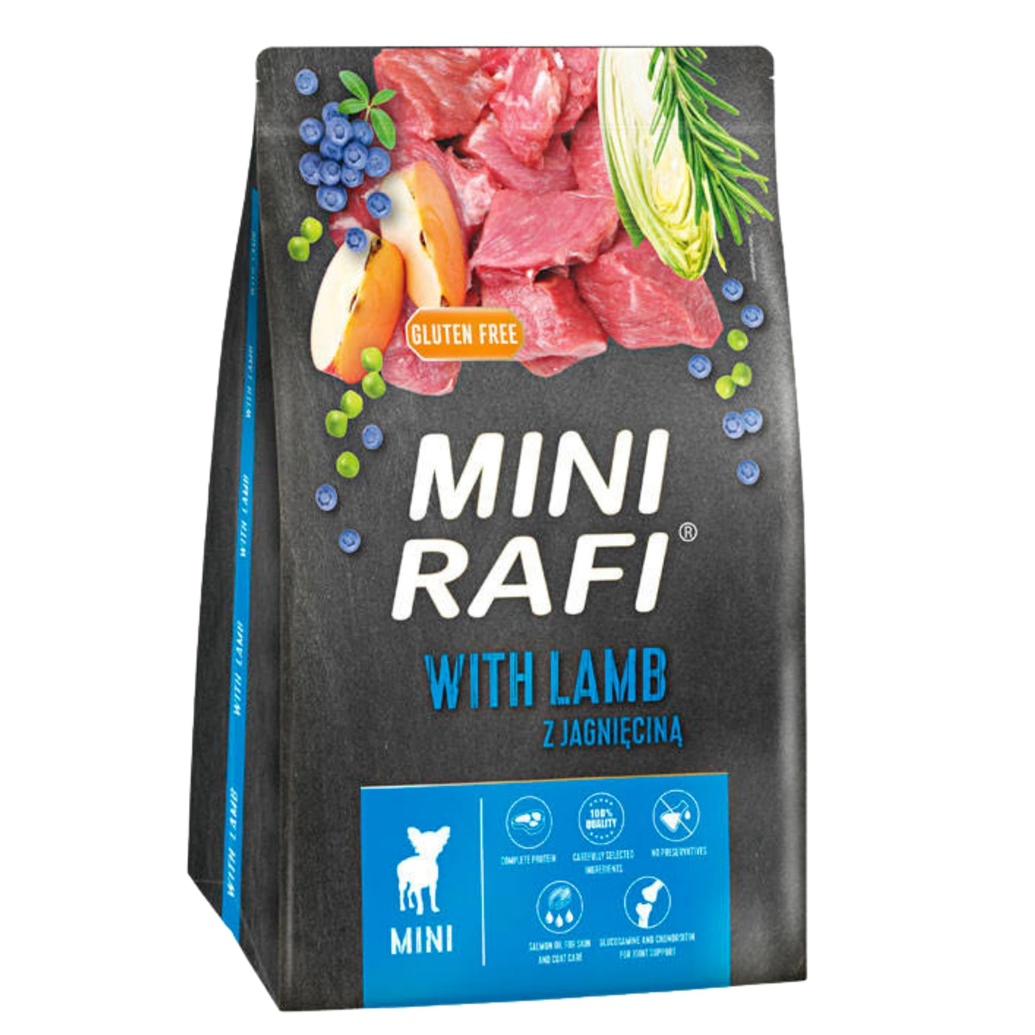 Rafi High-Protein Dry Dog Food โ Omega-3 & Omega-6 Fatty Acids for Shiny Coats & Strong Muscles, Ingredients for Small Breeds of All Life Stages (Lamb, 3kg)