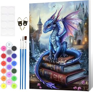 HEIBAGO Framed Paint by Numbers Kit Dragon for Adults, Paint by Numbers for Adults Beginner, Adult Paint by Number Kits on Canvas, DIY Painting by Numbers for Gift Home Wall Decor 8 x 12 Inch