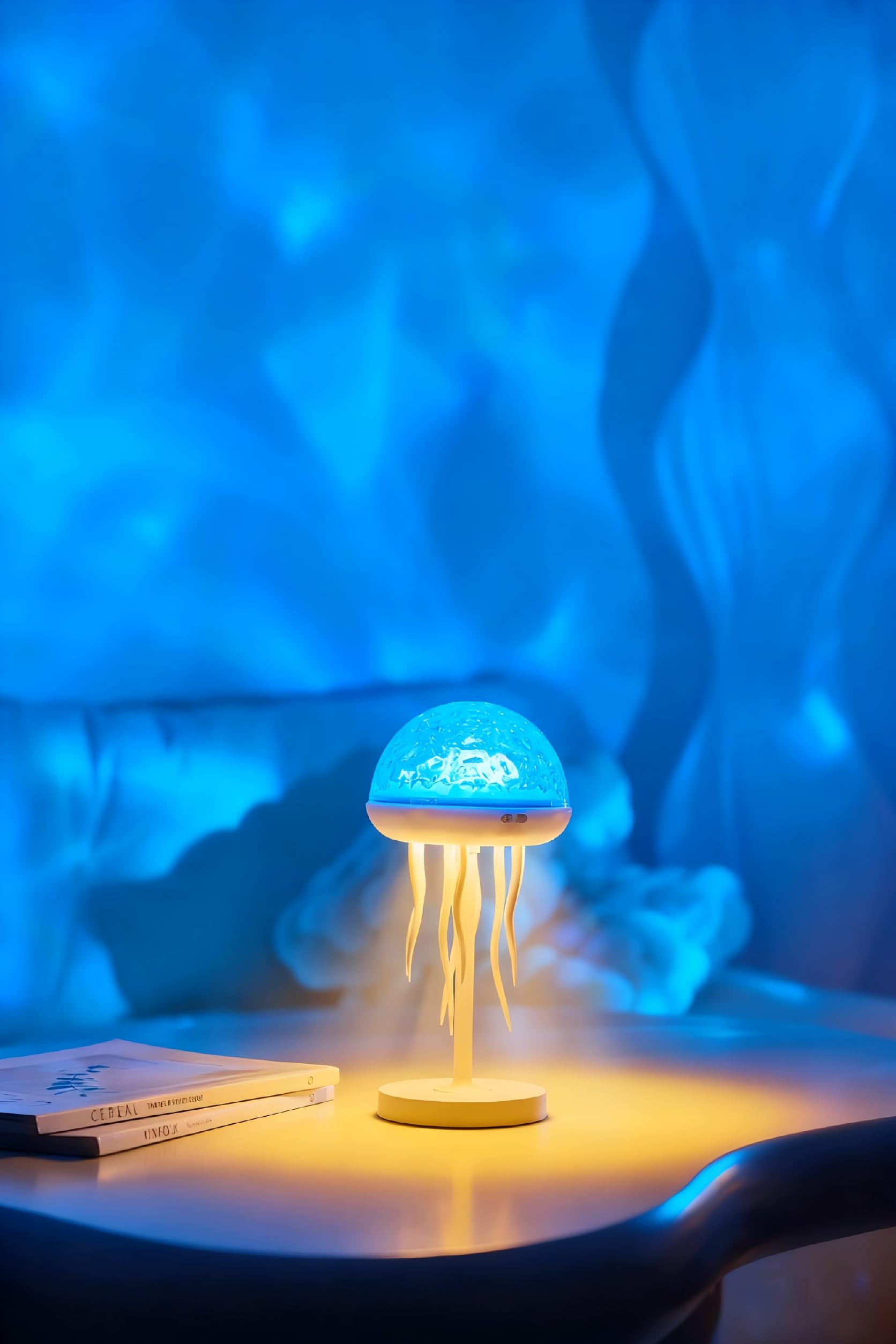 YzzYzz Quallen Lampe mit Fernbedienung, 7 Farben LED Nachtlicht, Quallen Aquarium Lavalampe als Stimmungslicht für Schlafzimmer, Kinderzimmer und Büro, mit Timer und USB-C Akku