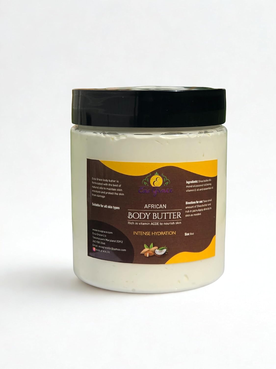 African Body Butter with Intense Hydration, Natural Nourishing Skin Moisturizer with Shea Butter and Coconut Oil, Rich in Vitamins ACDE