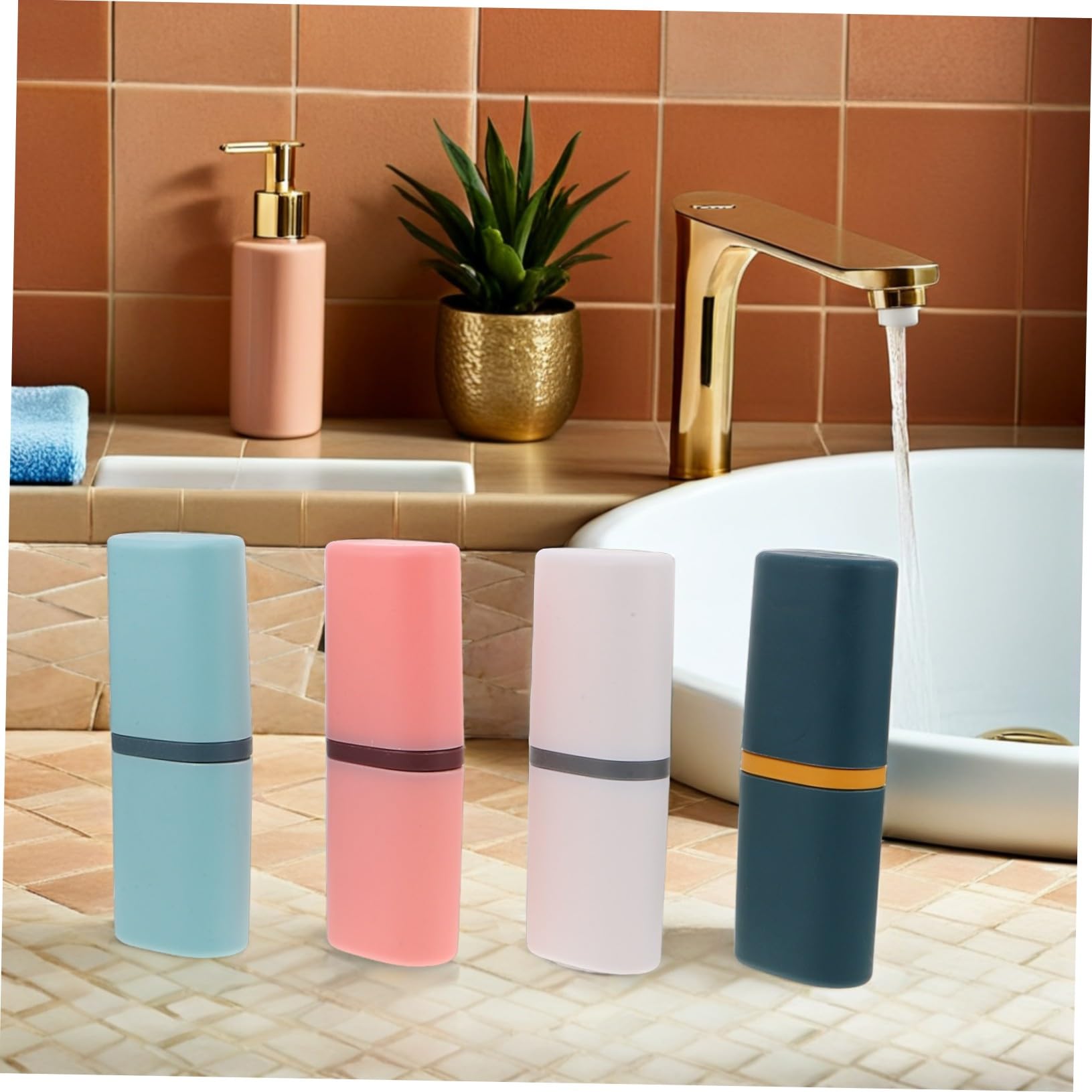 Yardenfun Set da 8 Pezzi per Spazzolino da Denti, Contenitore Portaspazzolini e Dentifricio, Organizer per Accessori da Bagno, Pratico per Casa, Viaggi e Campeggio