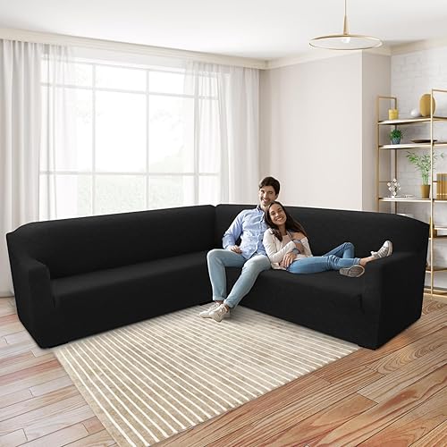 Miniatura 2 de ROFASVCO Fundas de sofá modular de esquina para perros resistentes al desgaste, forro polar jacquard grueso en forma de L, juego de fundas elásticas