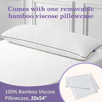 HOMELAB Adjustable Body Pillow with White Bamboo Viscose Pillowcase, 20x54