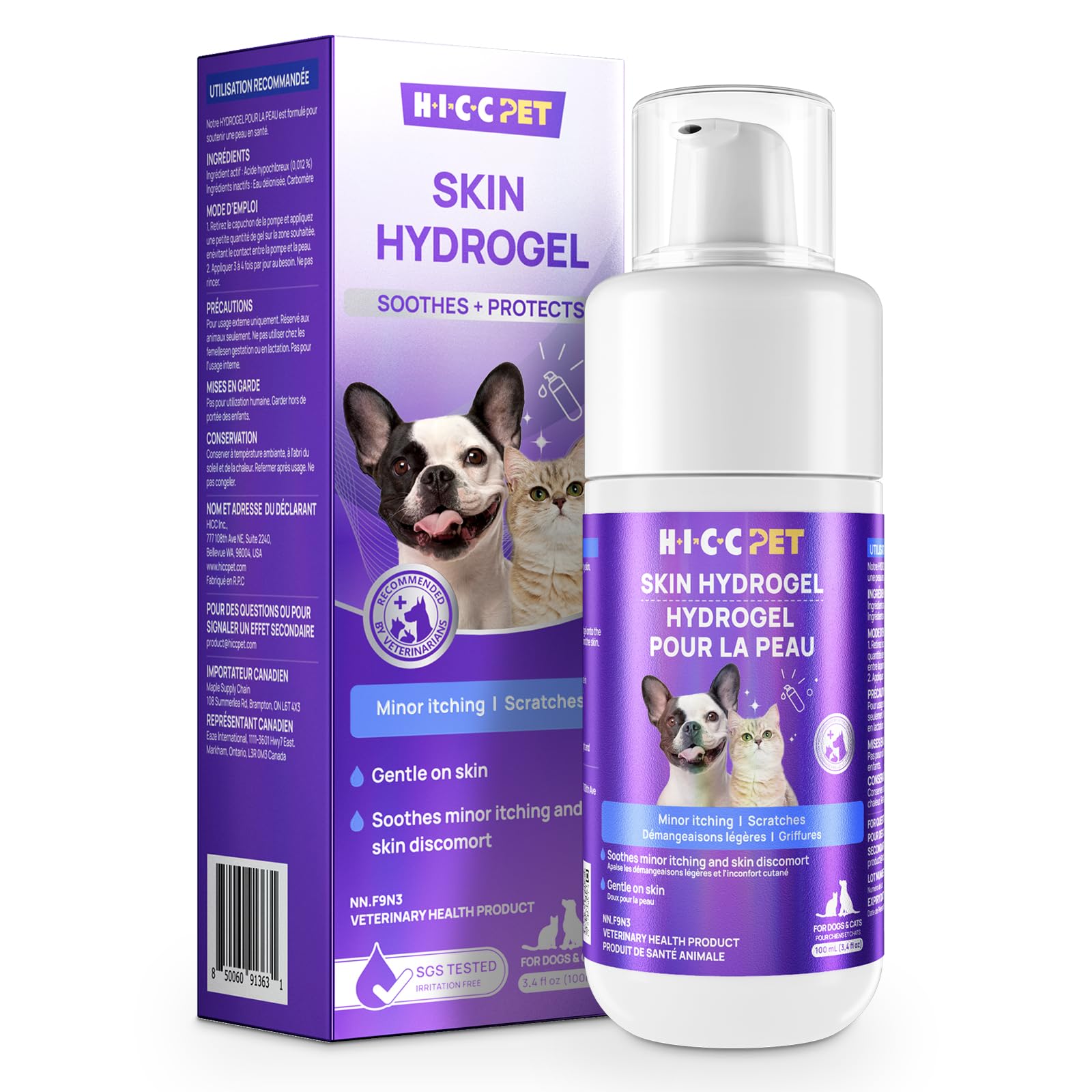 HICC PET Dog Wound Care Hydro Gel, Hot Spot Treatment for Dogs, Soothes Inflammation, Prevents Infection, Treats Bites & Scratches, Cat Wound Care Solution, Small Animal Health Supplies, 100ml - 2