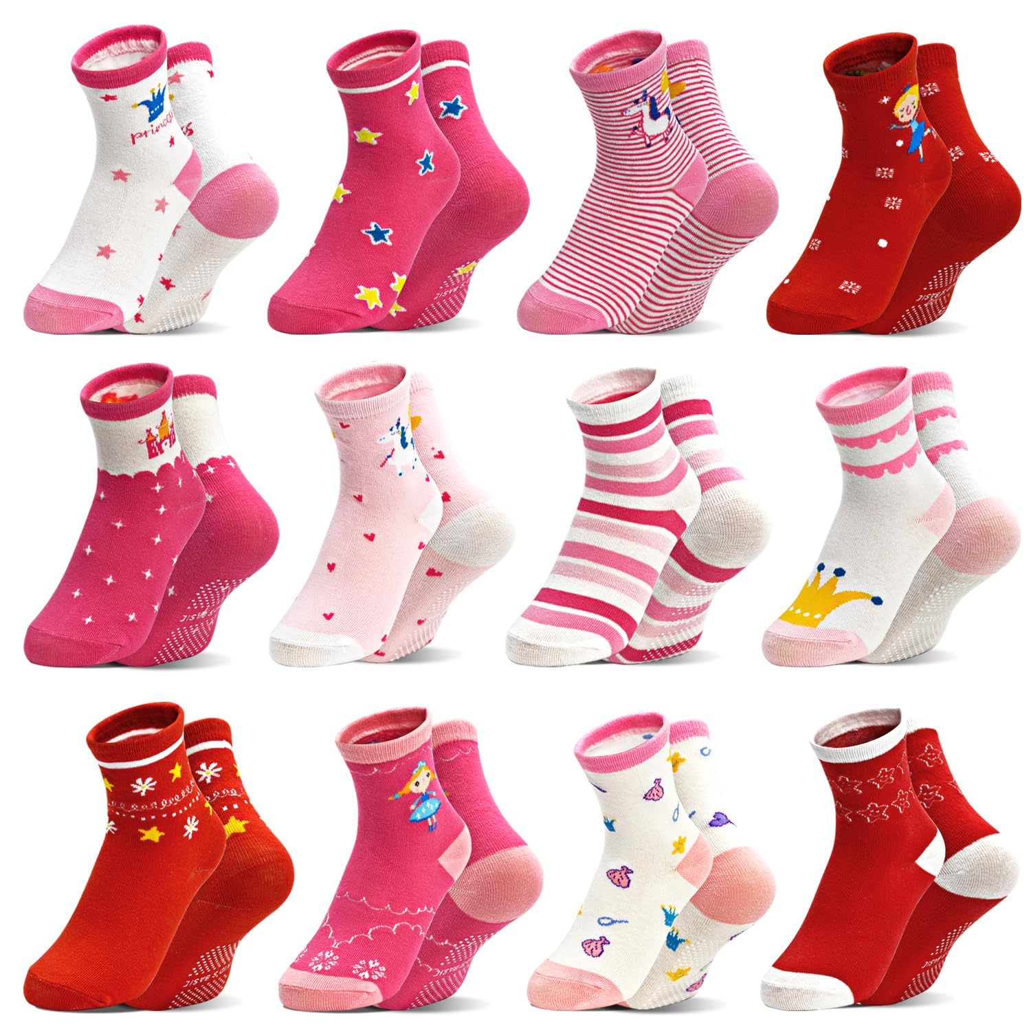 ARERWA Stoppersocken Kinder 12 Paar Mädchen Rutschfeste Sock