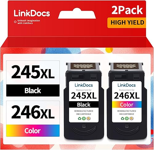 LinkDocs 245XL 246XL - Paquete combinado de cartuchos de tinta de repuesto para Canon PG-245XL CL-246XL PG-243 CL-244 para impresora Pixma TS3120