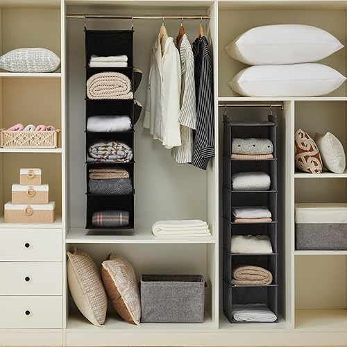 Miniatura 72 de Organizadores y almacenamiento colgante para el clóset, 6 estantes de almacenamiento colgantes para clóset, gris Beige,Negro -,Azul,Marrón,Rojo