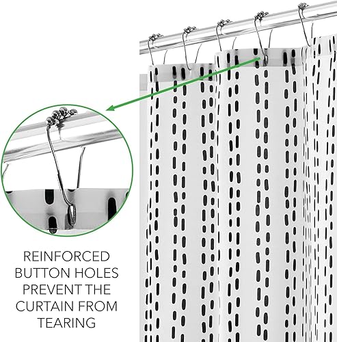 Miniatura 4 de mDesign Cortina de ducha moderna con estampado geométrico de tela de poliéster con ojales reforzados para baño principal y de invitados, lavable a