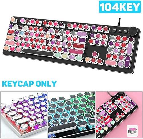 Miniatura 3 de Teclas, teclas de teclado, 104 unidadesjuego de teclas redondas universales PBT para teclado mecánico Cherry MX, color blanco