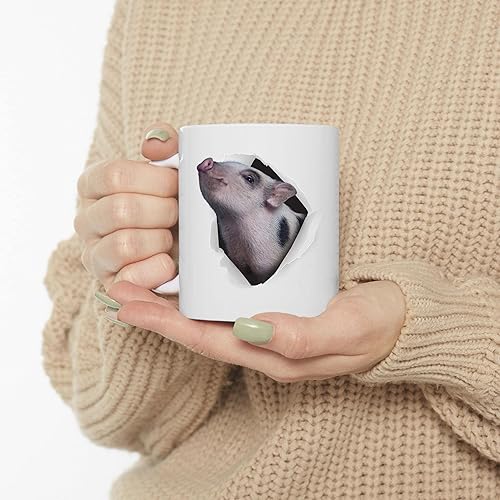 Miniatura 3 de Divertidos mini Juliana Pig mamá y papá regalos con aspecto de mascota taza de café blanco 11 oz