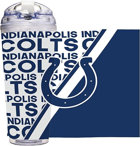 Miniatura 146 de Rico Industries NFL Football - Vaso de acrílico de 24 onzas con tapa con bisagras, vaso de doble pared con licencia oficial para fanáticos de la NFL