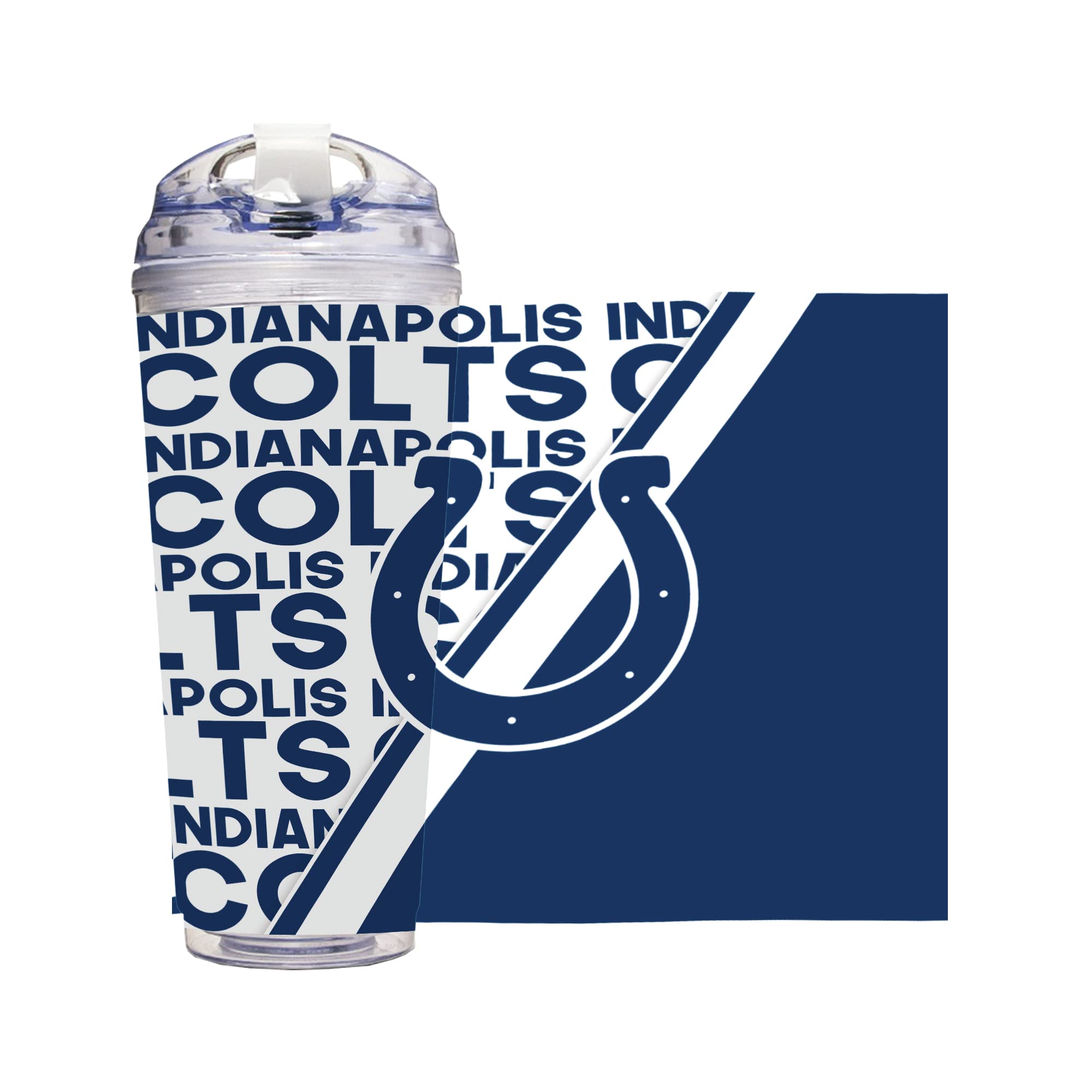 Rico Industries NFL Football 24oz Acrylic Tumbler with Hinged Lid, Officially Licensed Double Wall Tumbler for NFL Fans