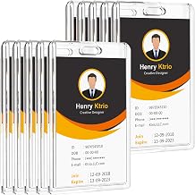 KTRIO Clear Acrylic ID Badge Holder, Thumb Slot, Holds 2 Cards, 2 Pack