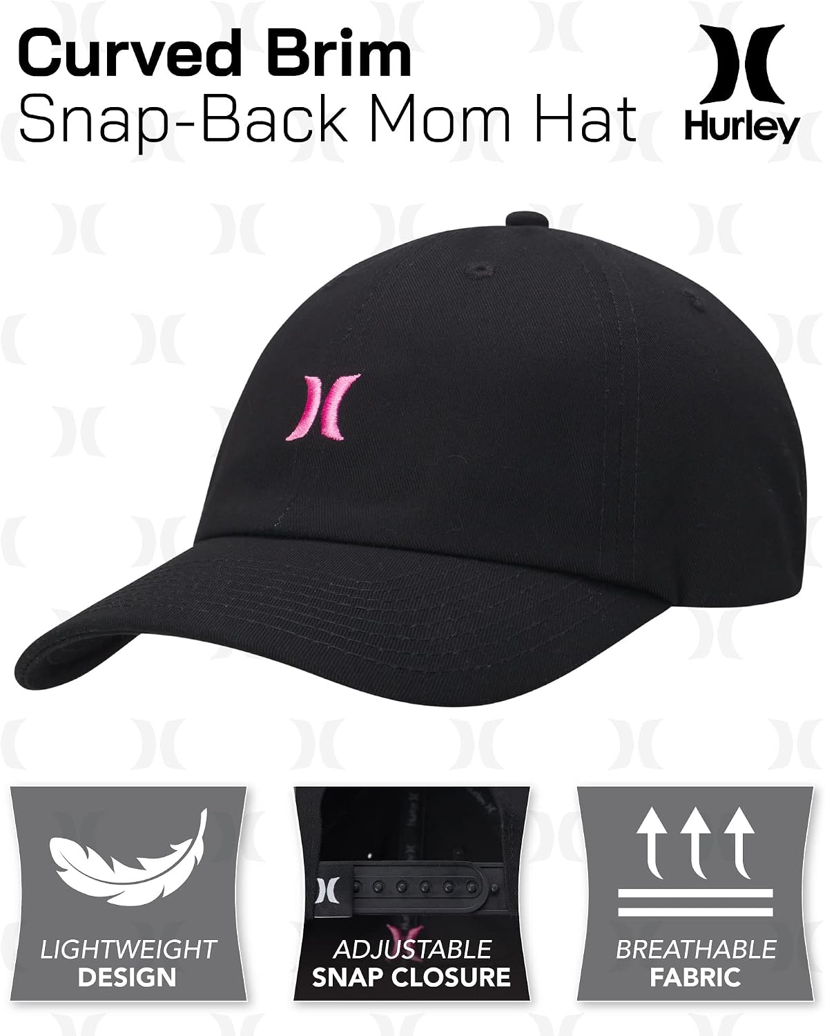 Hurley Women's Baseball Cap - Curved Brim Mom Iconic Trucker Hats for Women image 2