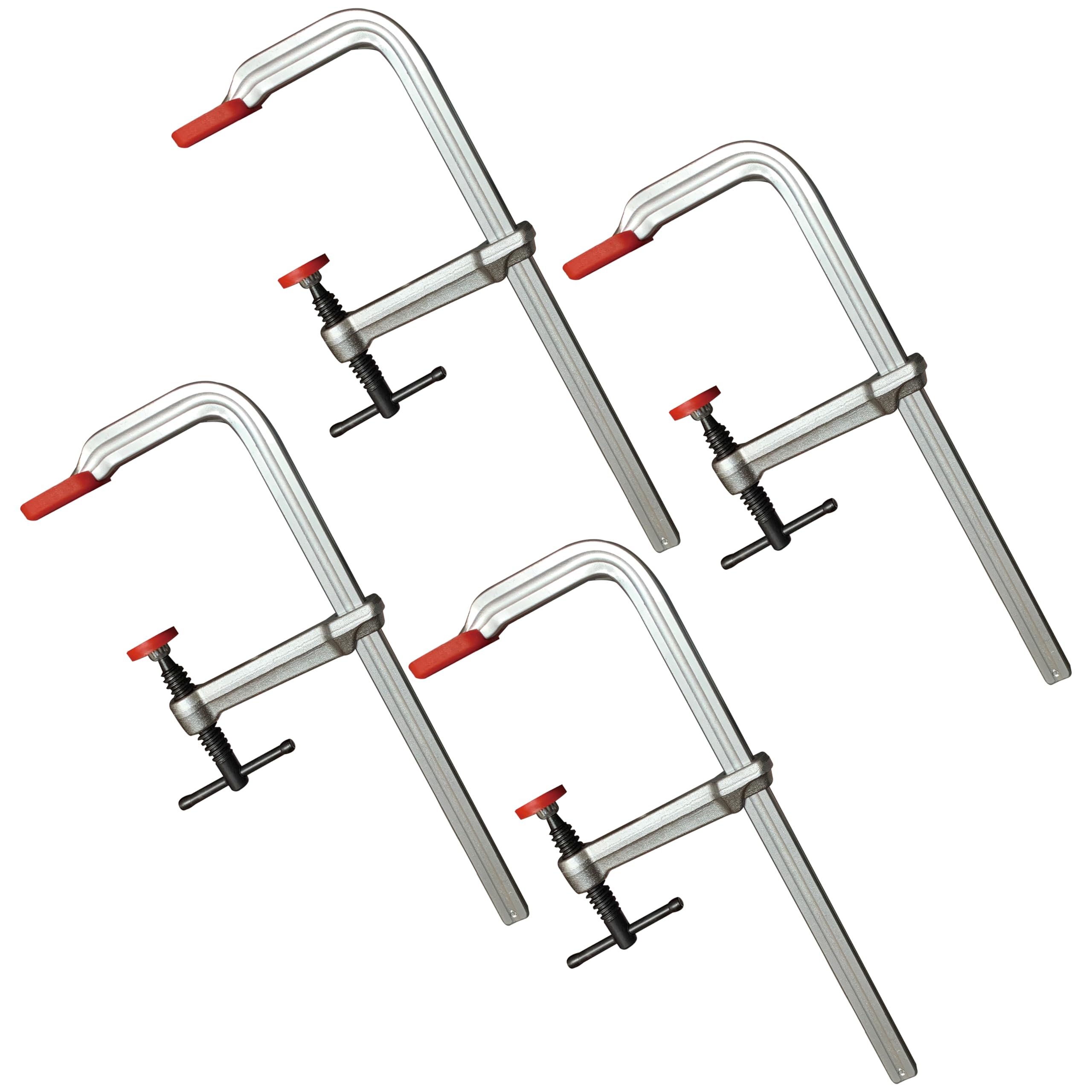 HimaPro Juego de 4 Sargentos Tipo F de Acero Forjado de 30 cm de Alta Resistencia – Capacidad de carga 544 kg, Profundidad de garganta de 12 cm, Ideales para Soldadura, Carpintería y Trabajos en Metal