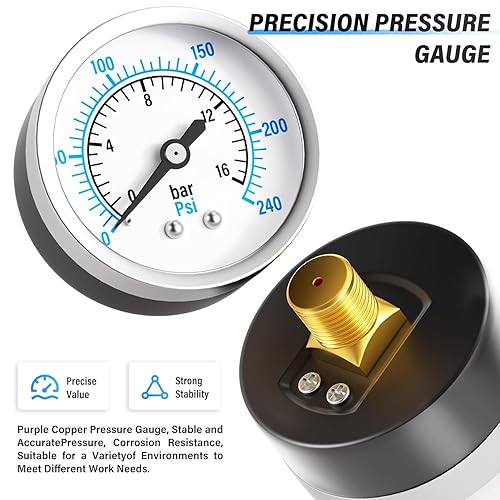 Miniatura 9 de TAILONZ PNEUMATIC 0-240PSI Sistema de secado de aire industrial de 34 pulgadas NPT grado 4 etapas, filtro de partículas, filtro coalescente, secador