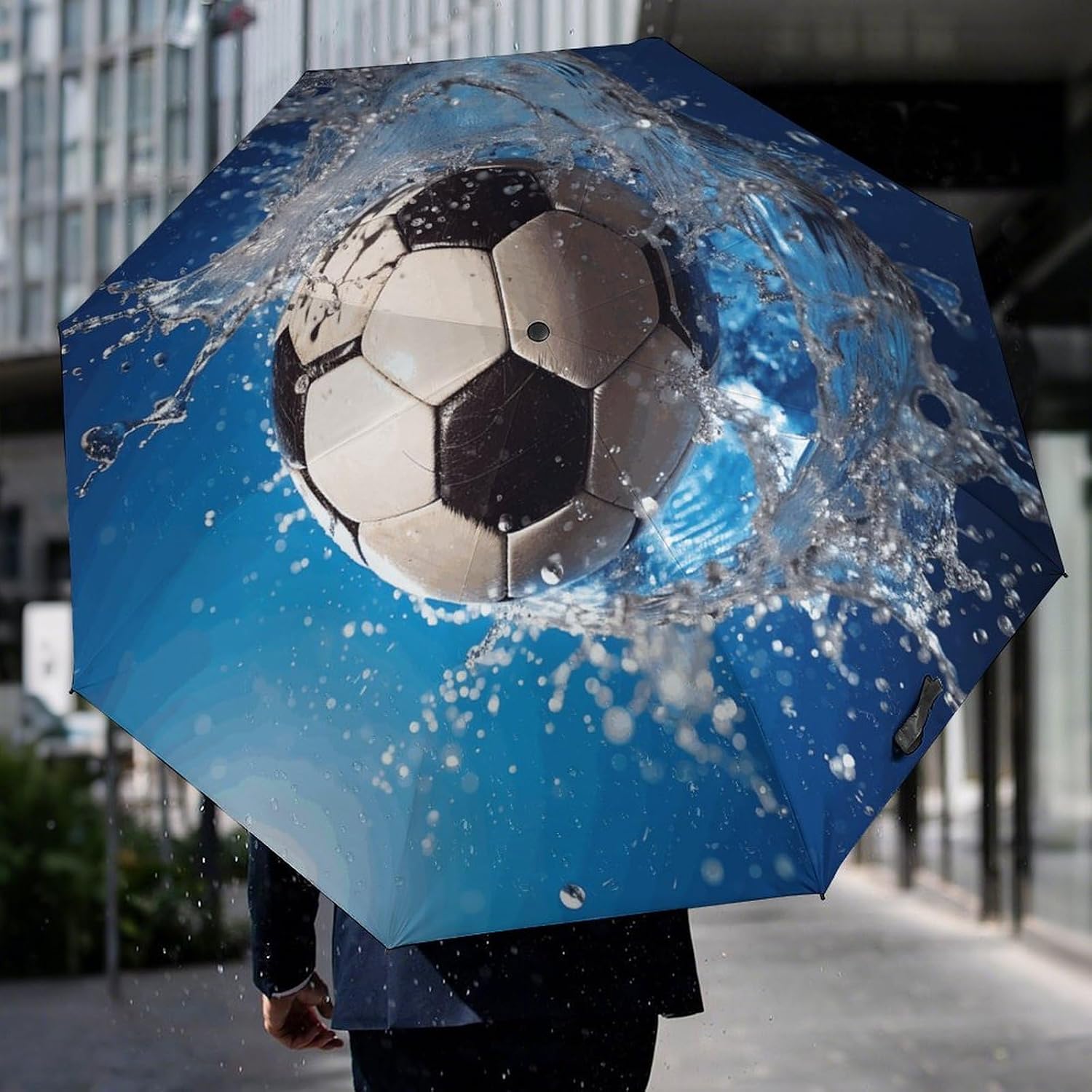 Soccer Ball Water Umbrella Extra Large Folding, Travel Umbrella Windproof, Compact, Golf Umbrella With Unique Patterns, Fashionable And Beautiful for Men And Women.