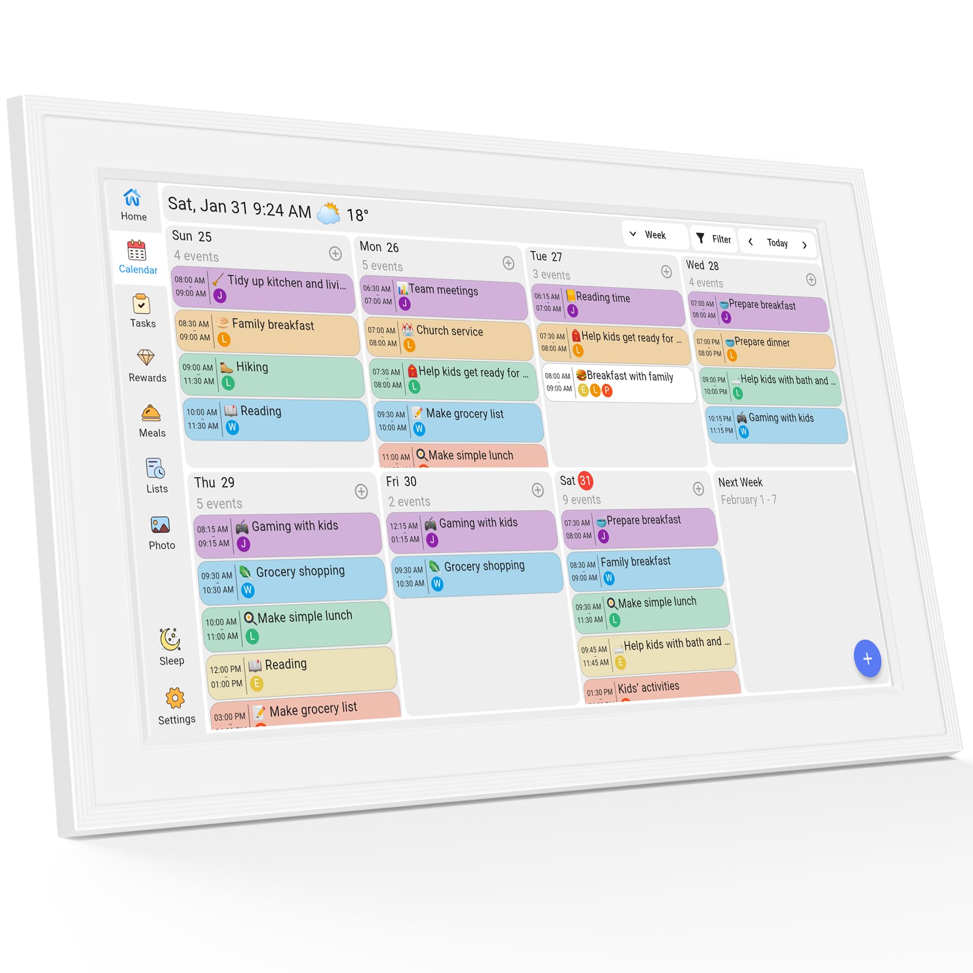 Photo 1 of Digital Calendar, 10.1-inch Smart Wall Planner Electronic Calendar & Chore Chart, Smart Touchscreen Interactive Display for Family Schedules, Organize Your Daily & Family Routines, Desk & Wall Mount