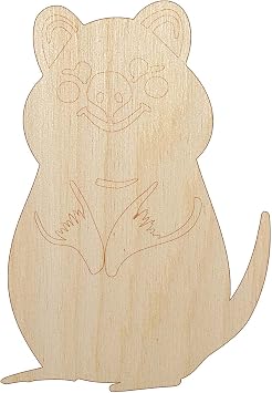 Cheerful Standing Quokka Unfinished Wood Shape Piece Cutout for DIY Craft Projects - 1/4 Inch Thick - 4.70 Inch Size