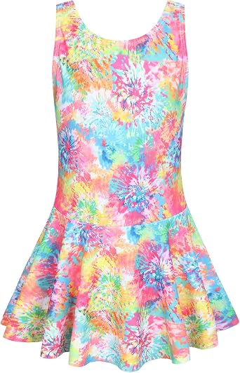 Aisyee Girls One Piece Swimsuits Swim Dress for Girls Skirted Bathing Suit Hawaiian Skirt Swimwear 3-16 Years