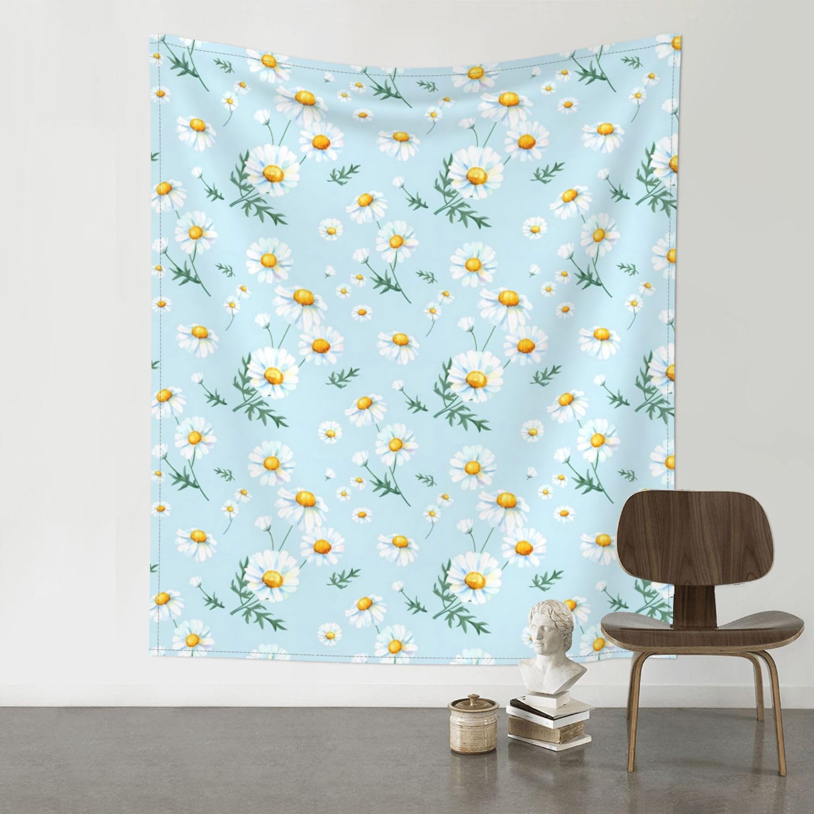 WHJSSF Daisy Prints Wall Tapestry 60x51in - Boho Decor Throw for Bedroom, Dorm, Picnic & Outdoor Adventures