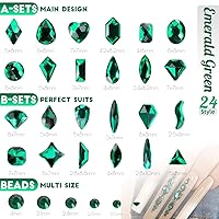 Vista 3 de 4 Boxes Emerald Green Rhinestones Glitters 24 Shapes K9 Glass Gems Stones Flatback Round Diamonds Crystals Nail Art Charms Supplies for Nails Faces