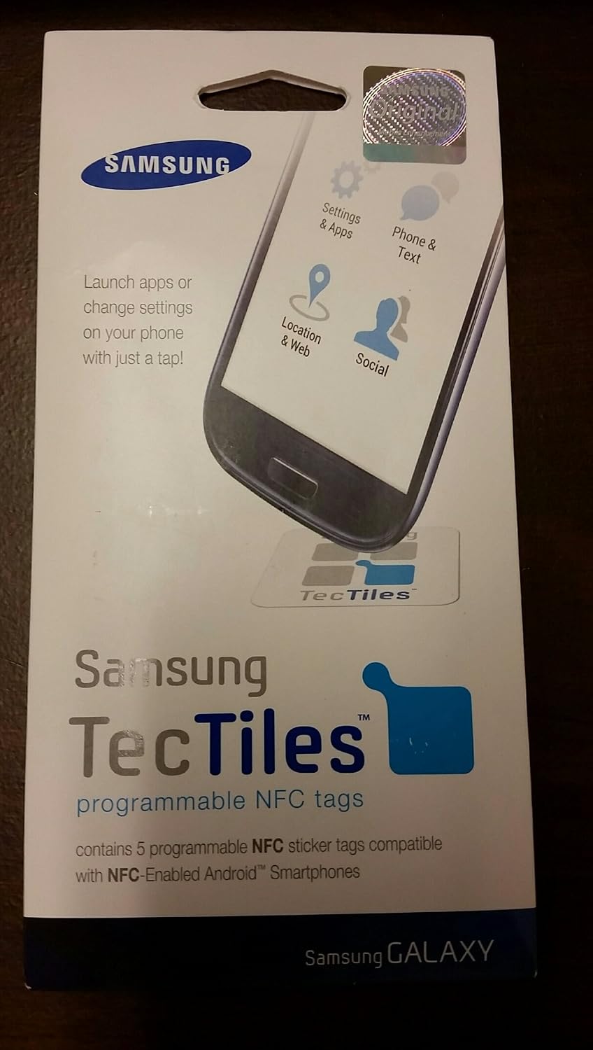 Samsung TecTiles (5-Pack), Programmable Near Field Communication Tags for Samsung NFC Galaxy S3, S2, S, Note 2, Note and NFC Enabled Phones (Discontinued by Manufacturer)